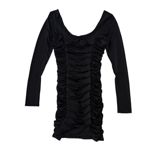 Arden B Long Sleeve Scrunch Bodycon Dress Black size Medium - Picture 1 of 5